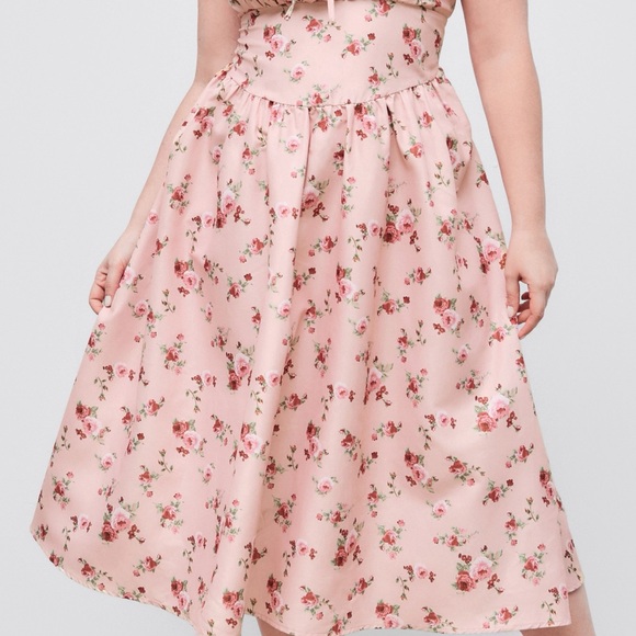 Cider Pink Rose Floral Woven Corset Midi Peasant Dress 3XL - Picture 7 of 15